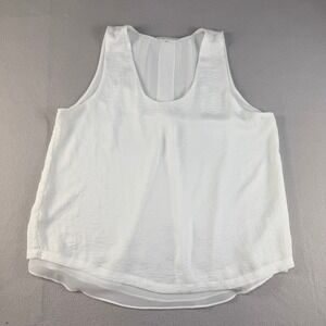 Violet + Claire Women XL White textured Layer Split Back Sleeveless Tank Blouse
